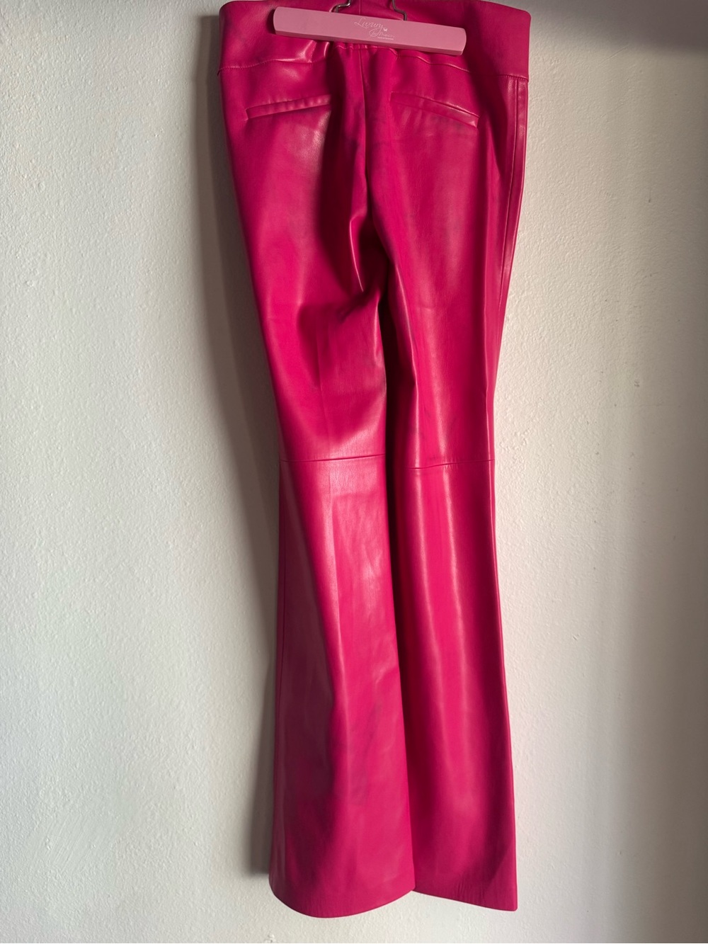 Alice + Olivia Hot Pink Leather Boot-Cut Pants